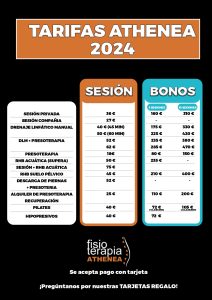 lista precios fisioterapia athenea Talavera de la Reina (Toledo)